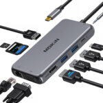 Convertisseur TYPE C: HDMI+USB 3.0+USB 2.0+RJ45+SD+VGA+Port Audio