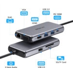 Convertisseur TYPE C: HDMI+USB 3.0+USB 2.0+RJ45+SD+VGA+Port Audio – Image 2