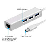 Adaptateur USB C Vers Ethernet Avec Type C USB 2.0 HUB 3 Ports RJ45 – Image 3
